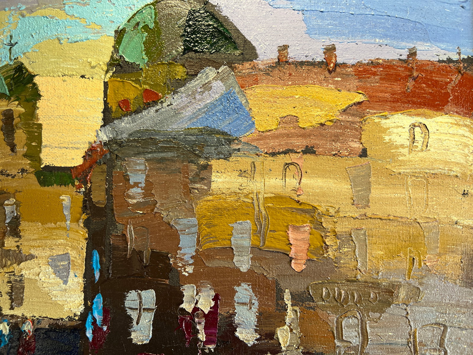 Oil painting with frame Lviv market square K. Leonid - 7