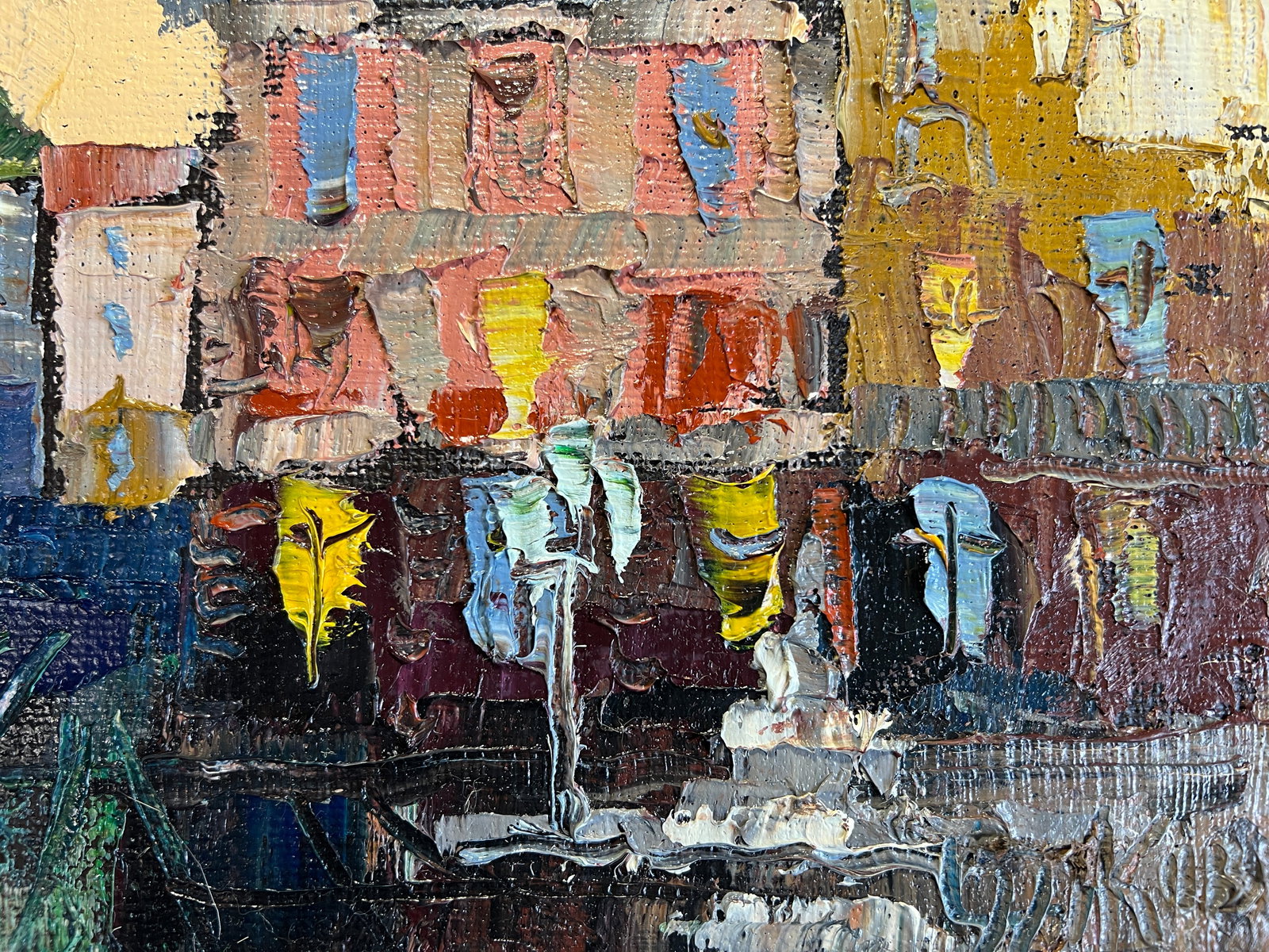 Oil painting with frame Lviv market square K. Leonid - 6