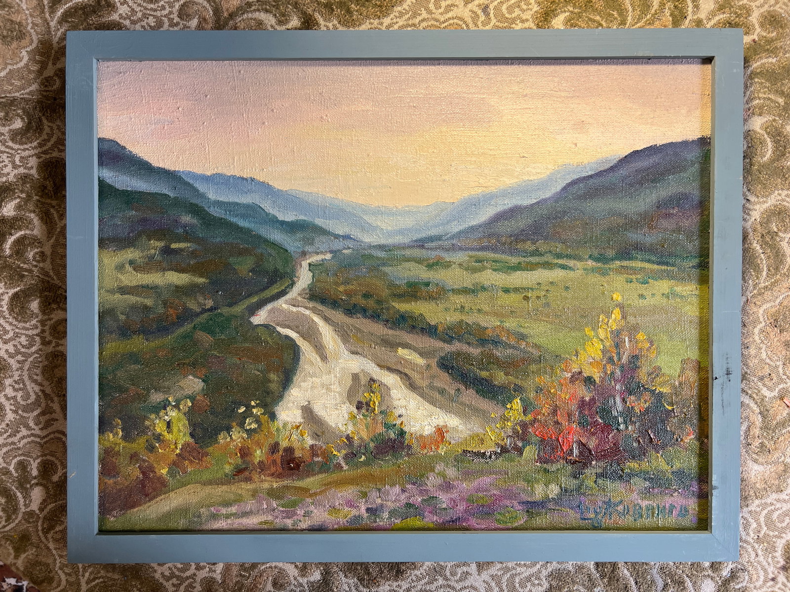 Oil painting with frame river in the Carpathians K. Leonid - 2