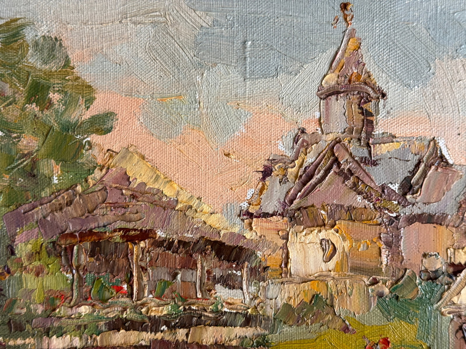 Oil painting with frame Serbian Republic, ethnic village K. Leonid - 2