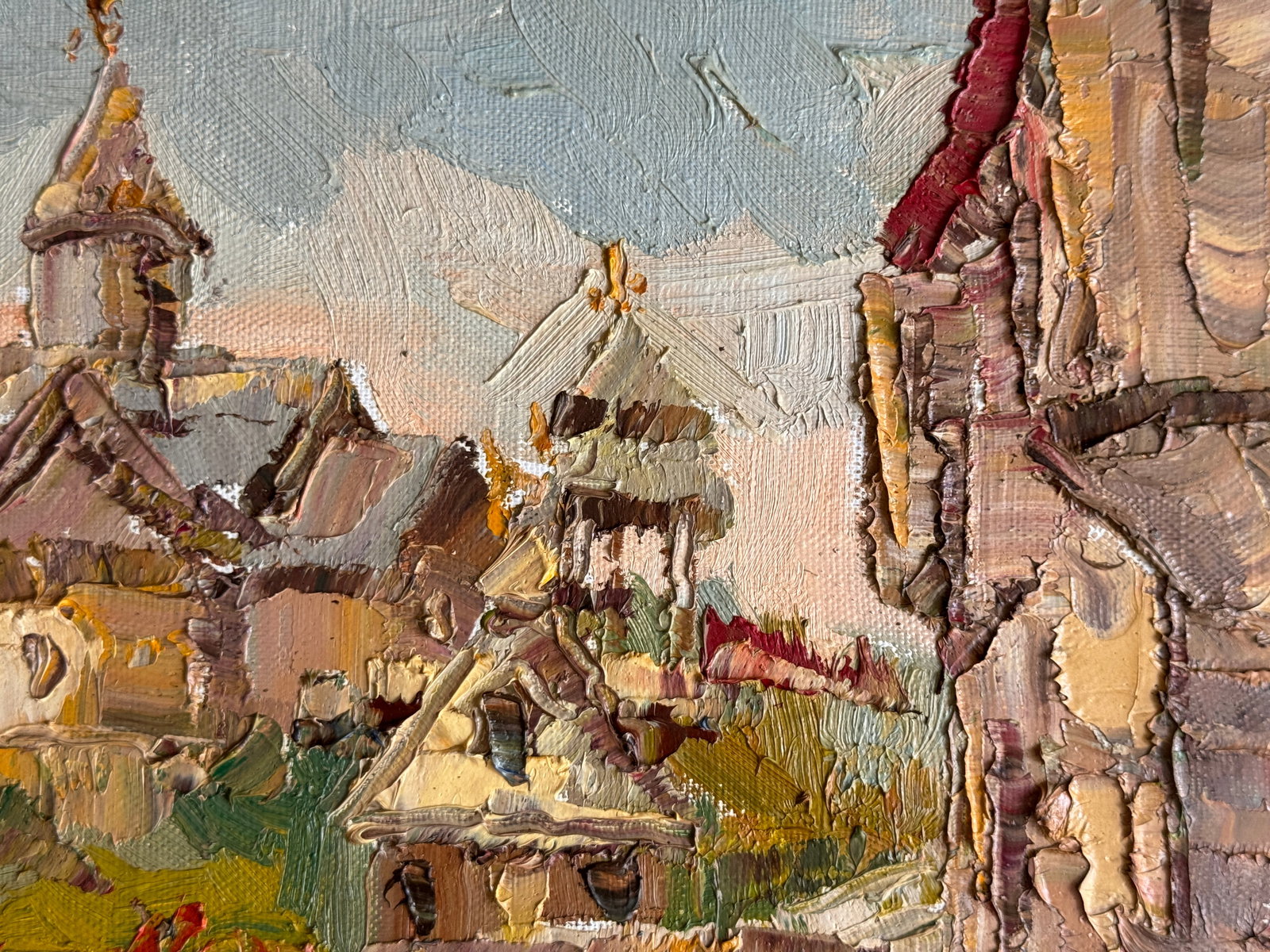 Oil painting with frame Serbian Republic, ethnic village K. Leonid - 3