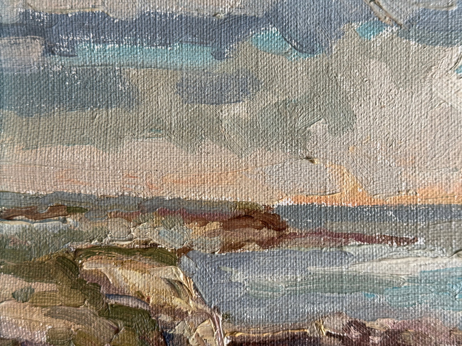 Oil painting with frame black sea coastline K. Leonid - 2