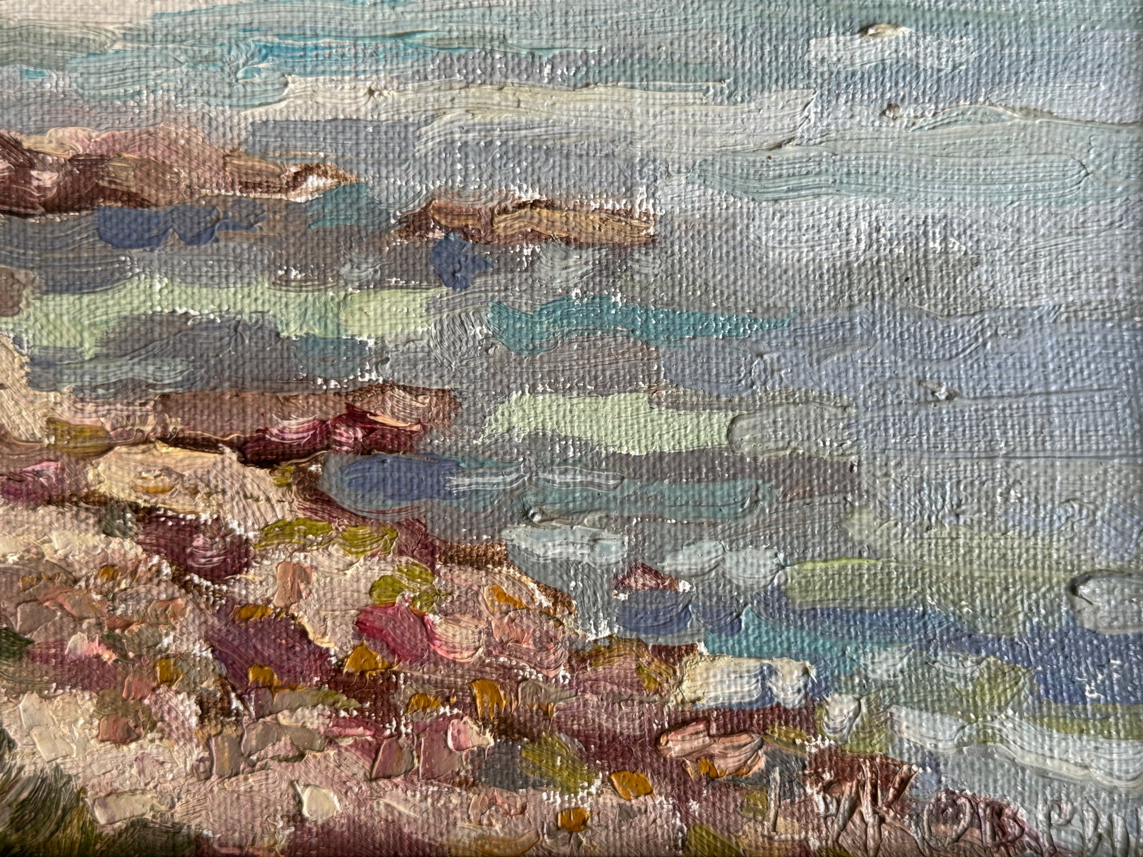 Oil painting with frame black sea coastline K. Leonid - 4