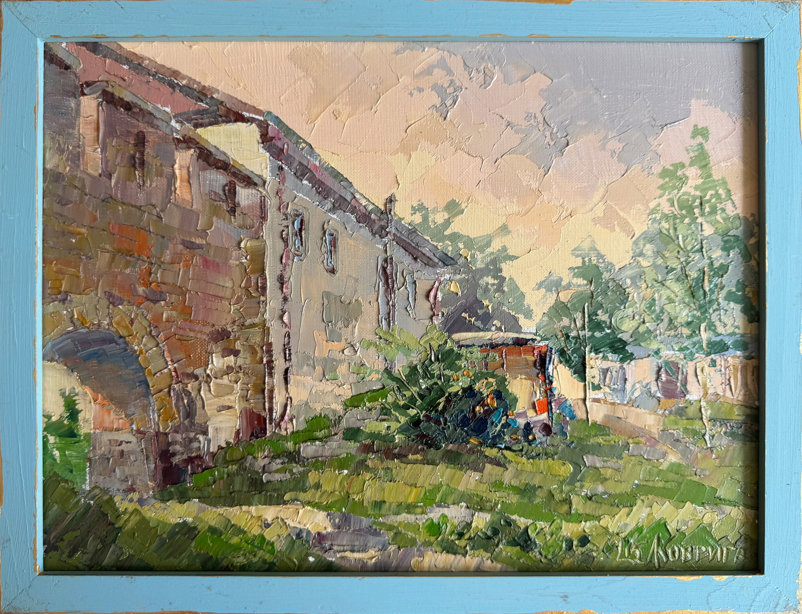 Oil painting with frame Lutsk, Lubart's Castle K. Leonid: Title: Oil painting with frame Lutsk, Lubart's Castle K. Leonid Description: 227KK Painter: K. Leonid Size: 30x40 cm/ 11.81x15.74 inches Components: oil, canvas Original painting CONDITION: exellent