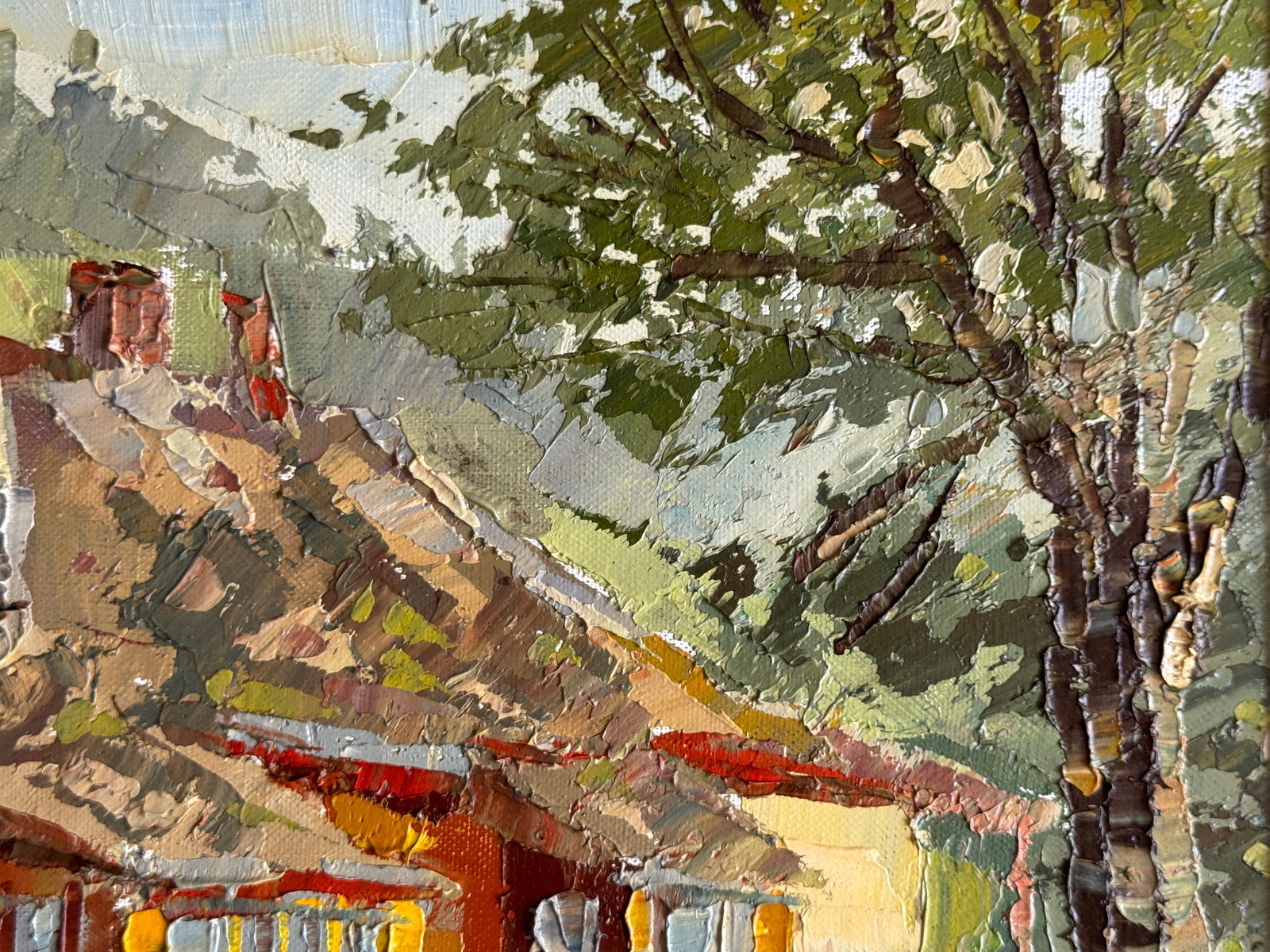 Oil painting with frame Cabin in the Carpathians K. Leonid - 3