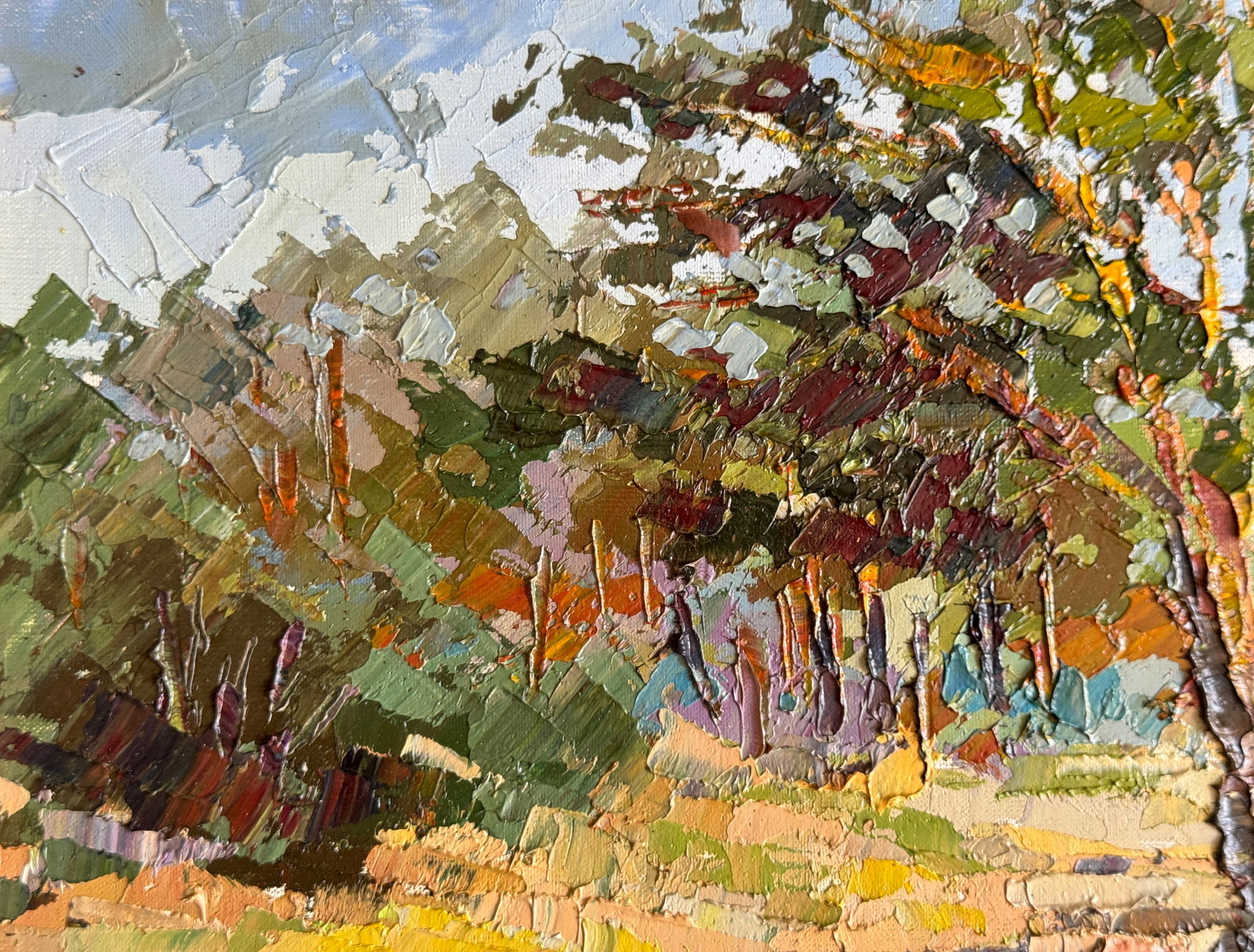 Oil painting with frame Pine trees K. Leonid - 2