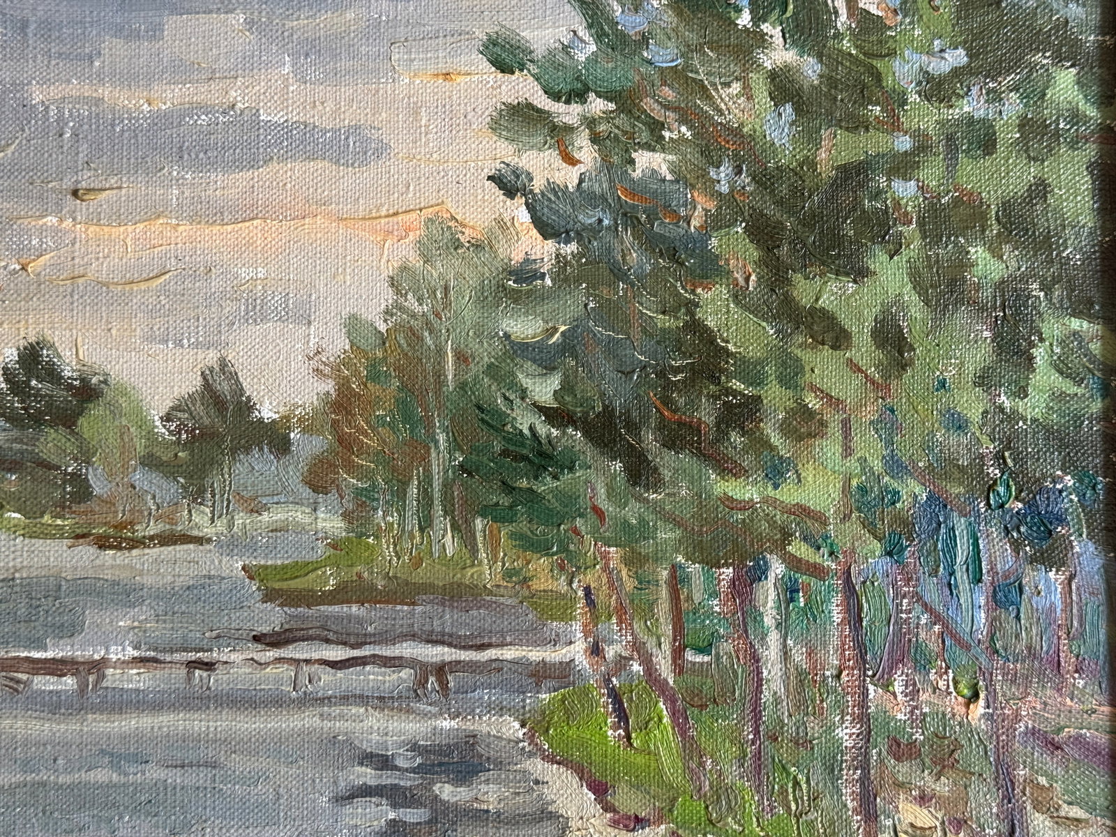 Oil painting with frame protected lake K. Leonid - 2