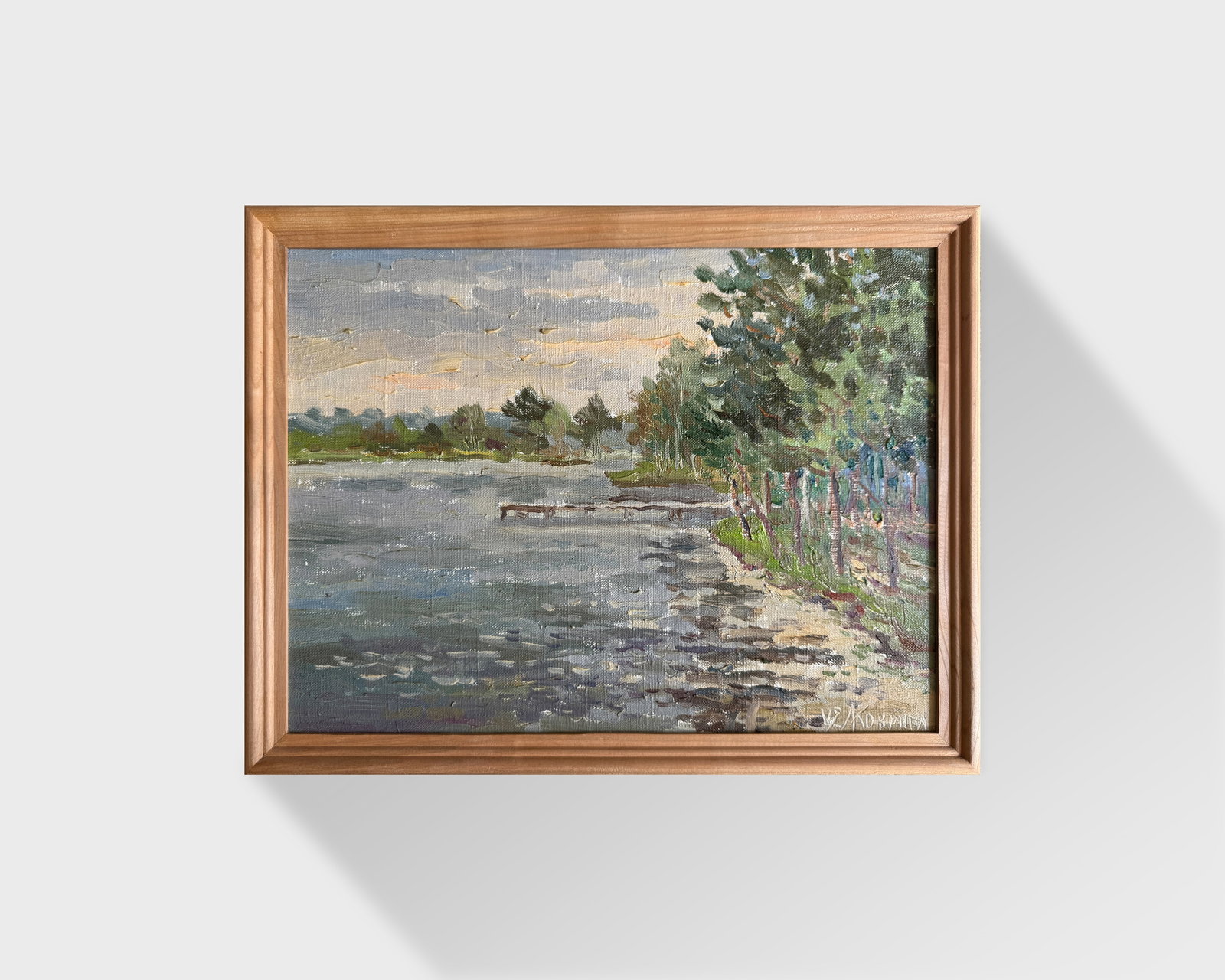 Oil painting with frame protected lake K. Leonid - 7