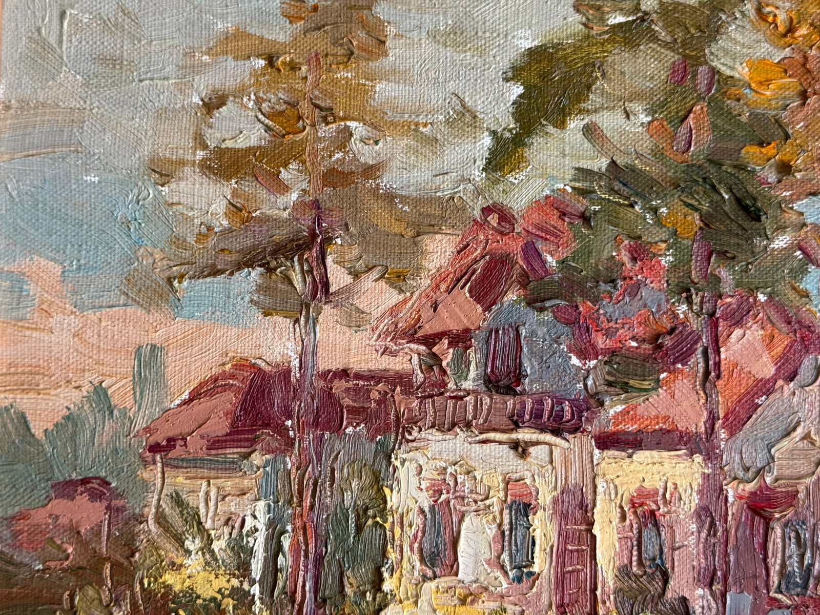 Oil painting with frame near the old house K. Leonid - 2