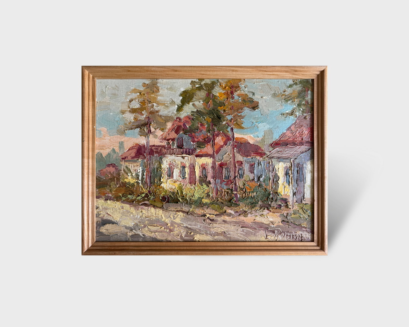 Oil painting with frame near the old house K. Leonid - 7