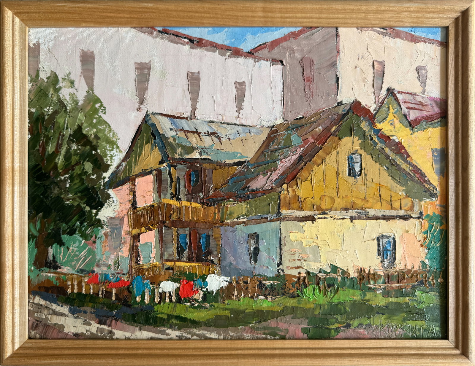 Oil painting with frame between high-rise buildings K. Leonid: Title: Oil painting with frame between high-rise buildings K. Leonid Description: 239KK Painter: K. Leonid Size: 30x40 cm/ 11.81x15.74 inches Components: oil, canvas Original painting CONDITION: exell