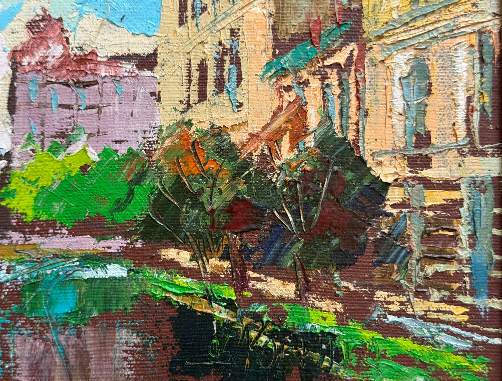 Oil painting with frame Street after the rain K. Leonid - 4