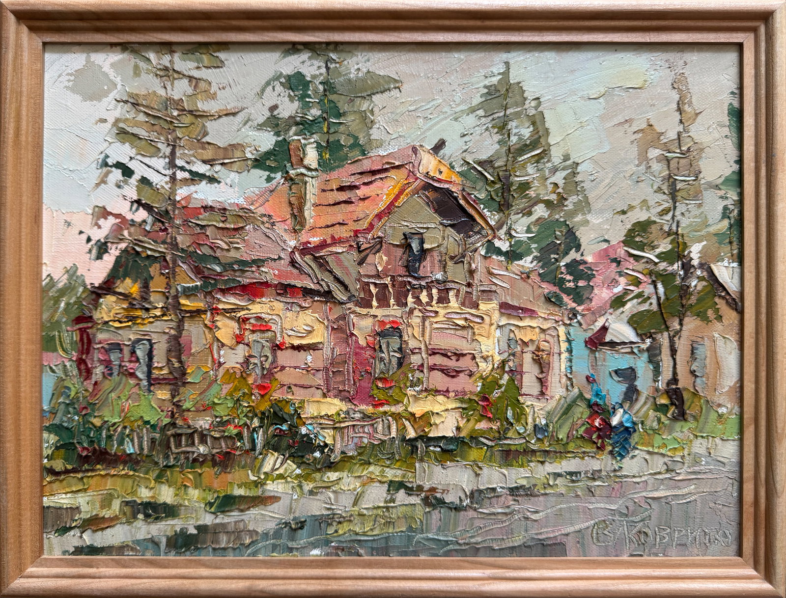 Oil painting with frame An old wooden house K. Leonid: Title: Oil painting with frame An old wooden house K. Leonid Description: 245KK Painter: K. Leonid Size: 30x40 cm/ 11.81x15.74 inches Components: oil, canvas Original painting CONDITION: exellent ERA: