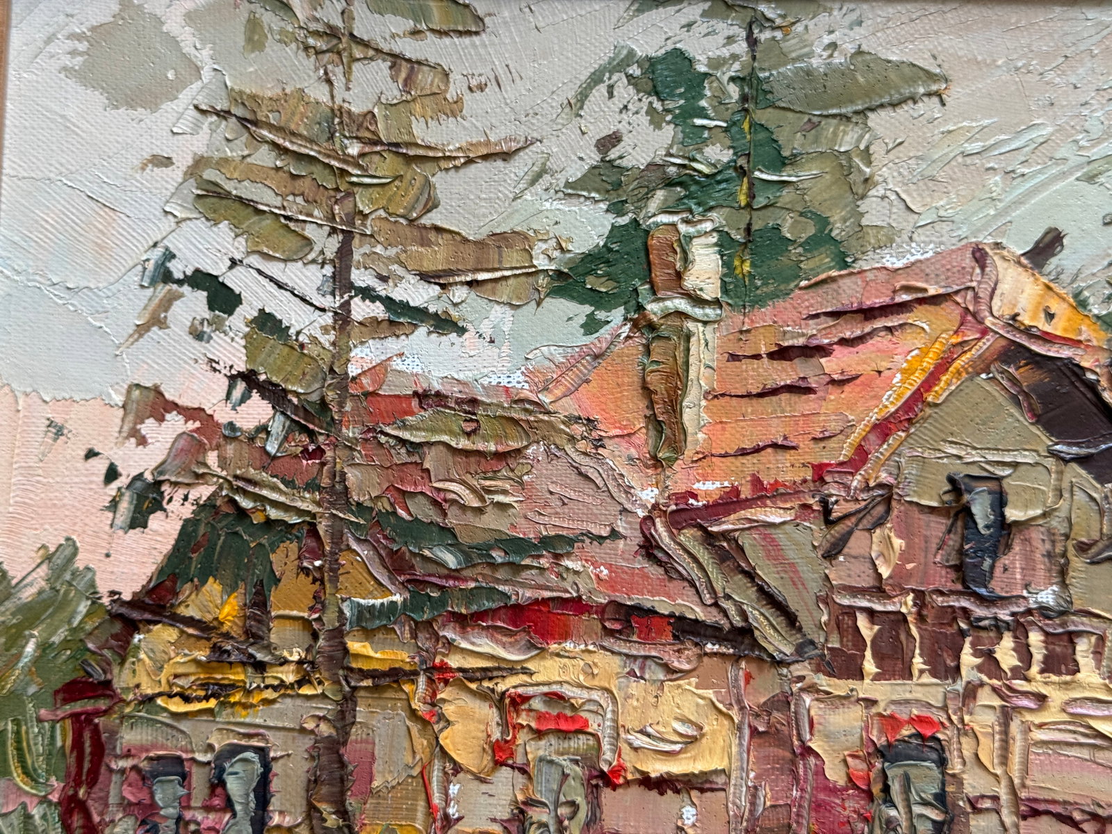 Oil painting with frame An old wooden house K. Leonid - 2