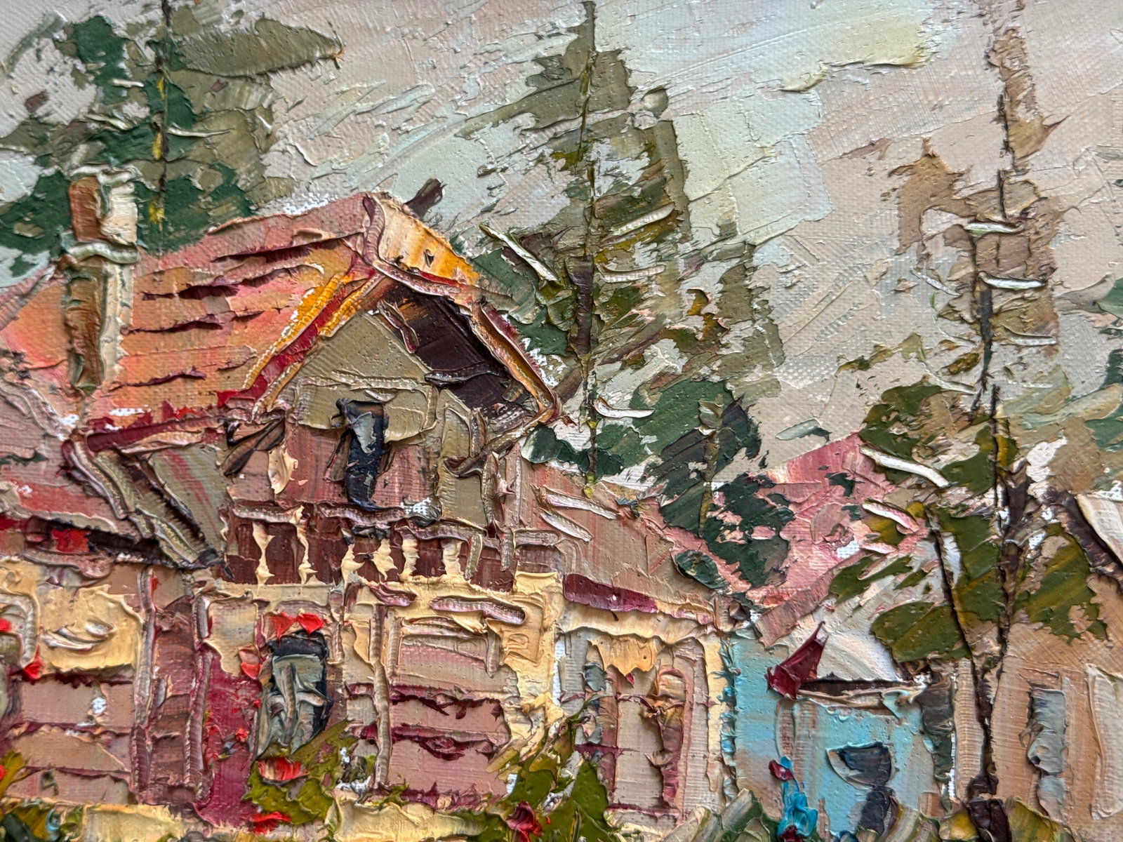 Oil painting with frame An old wooden house K. Leonid - 3