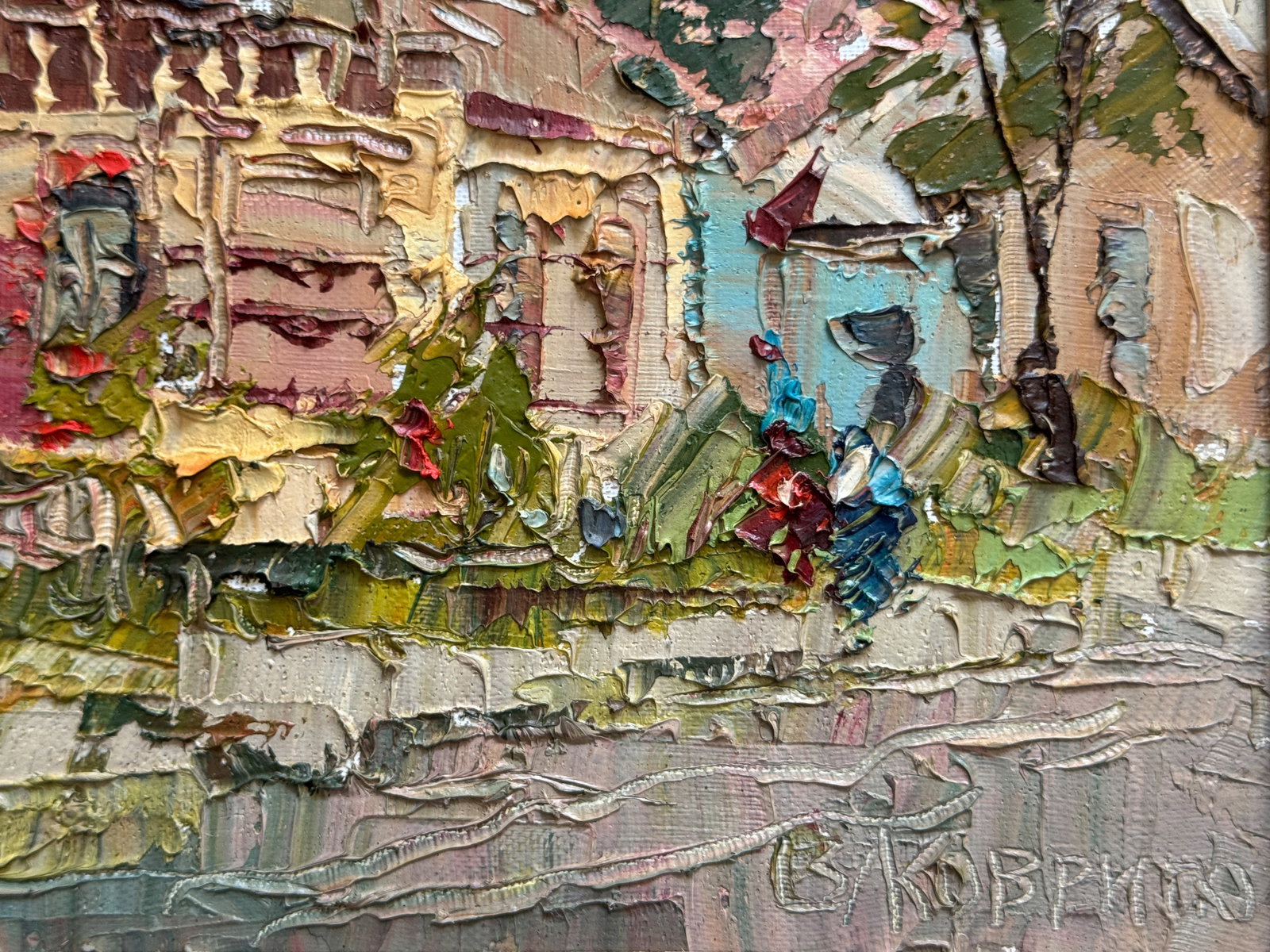 Oil painting with frame An old wooden house K. Leonid - 4