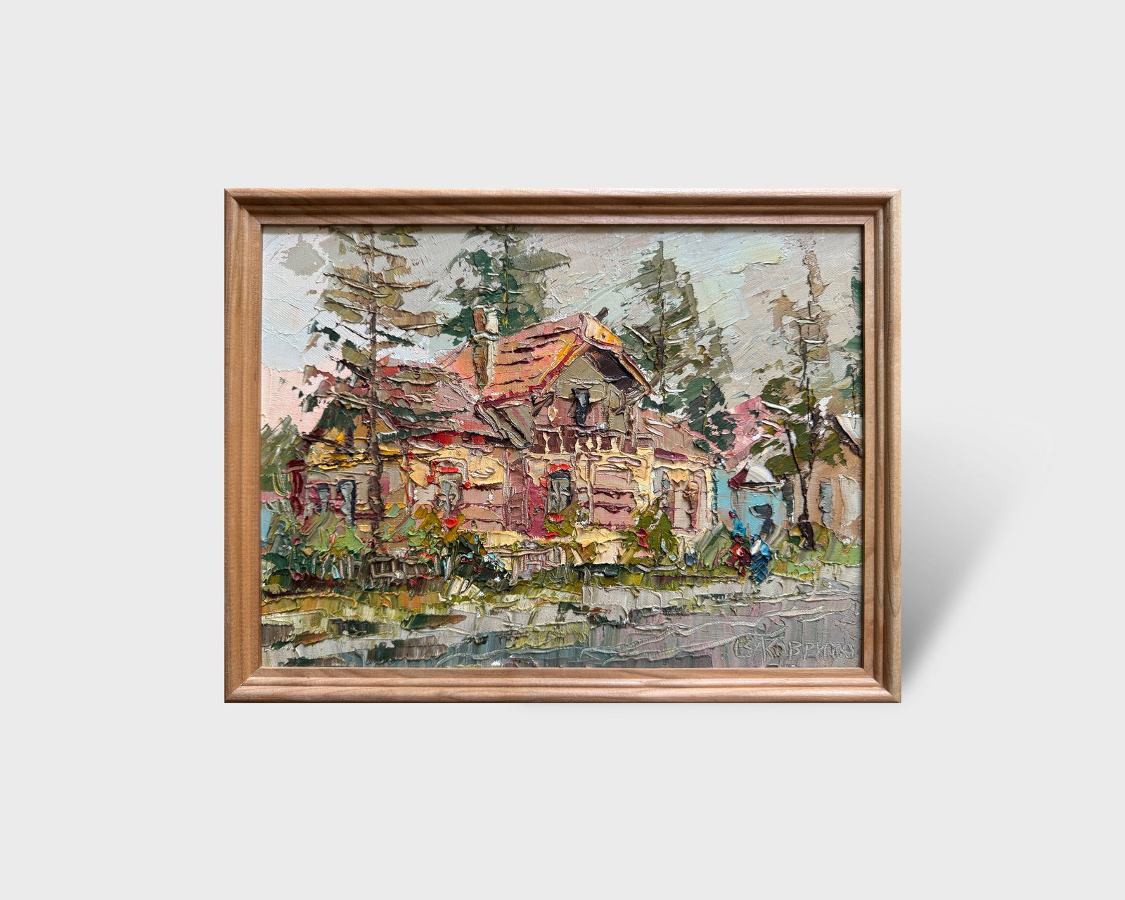 Oil painting with frame An old wooden house K. Leonid - 9