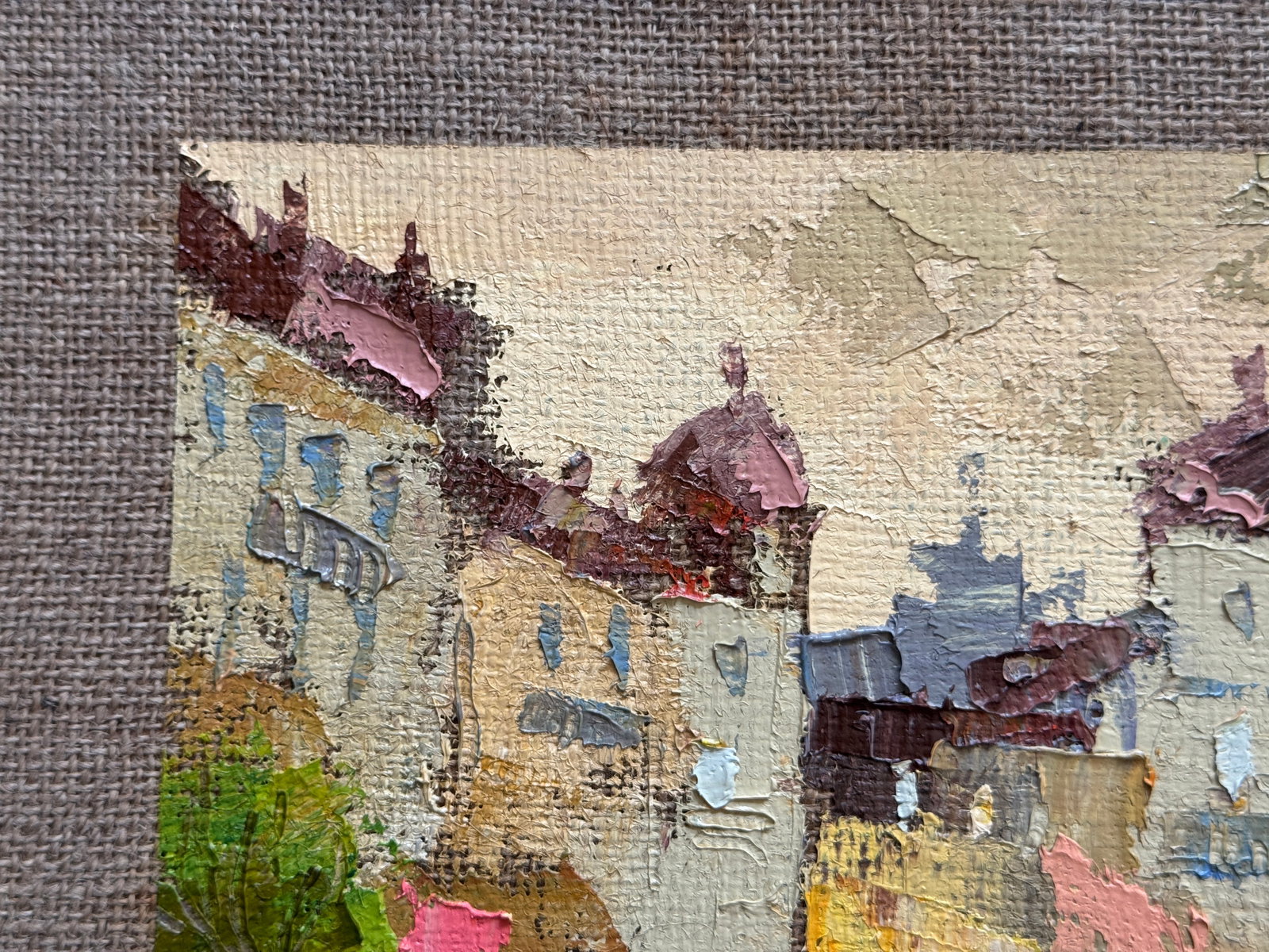 Oil painting with frame evening in the city K. Leonid - 2