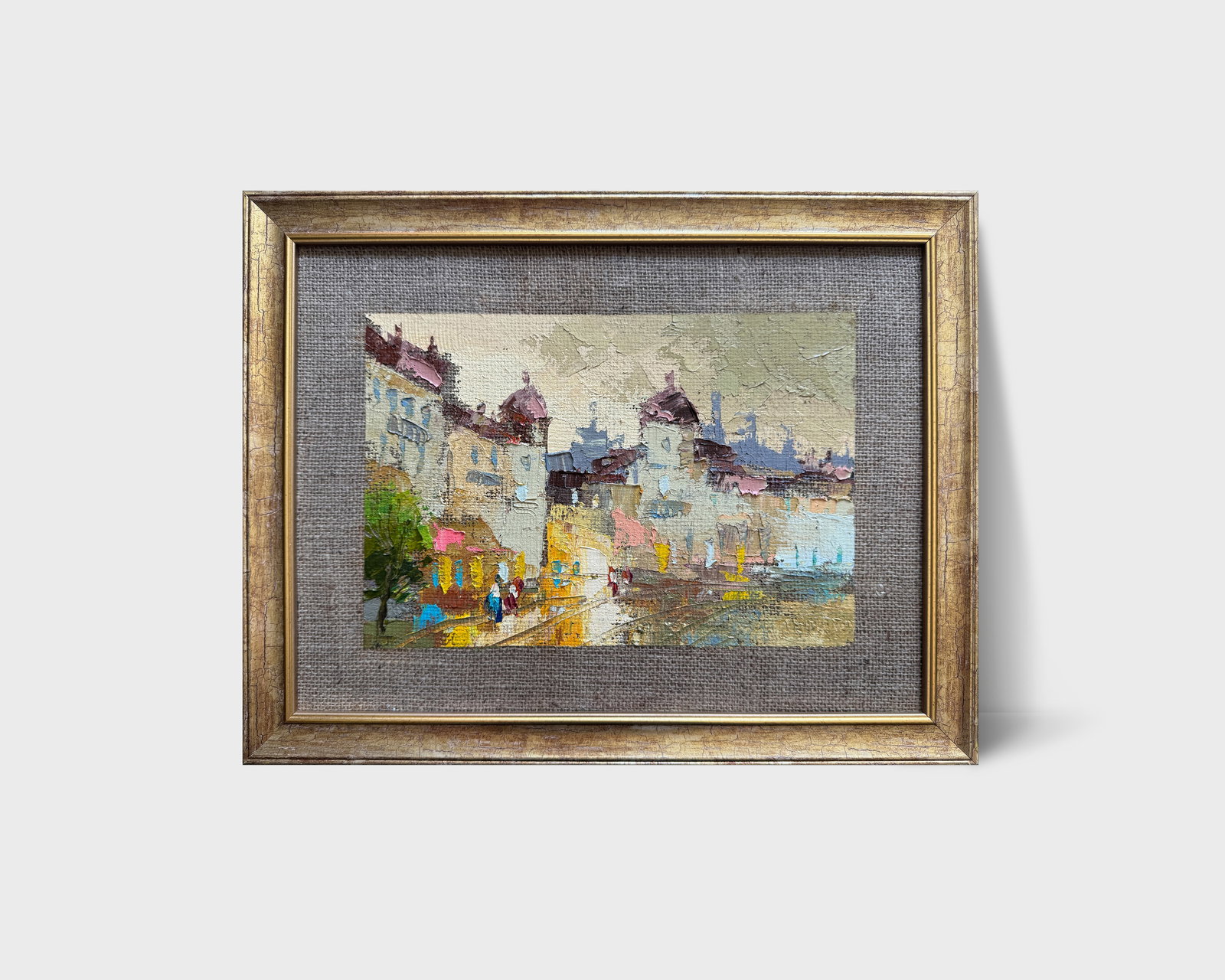 Oil painting with frame evening in the city K. Leonid - 7