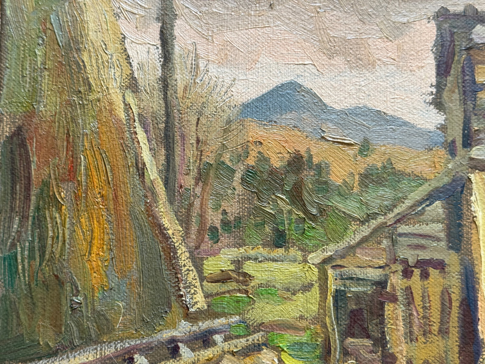 Oil painting with frame village on Hoverla K. Leonid - 2