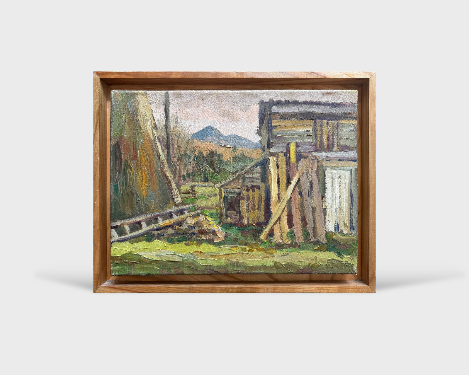 Oil painting with frame village on Hoverla K. Leonid - 7