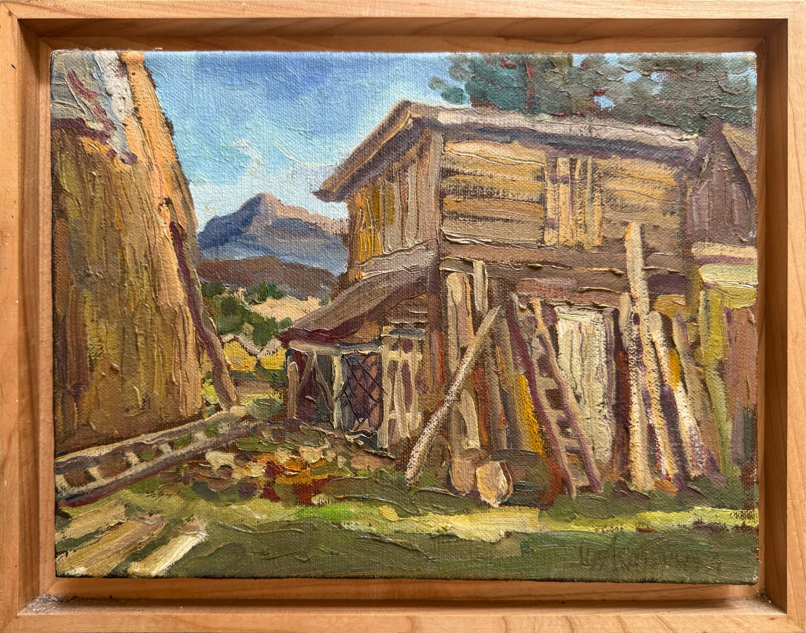 Oil painting with frame on Mount Petros in the Carpathians K. Leonid: Title: Oil painting with frame on Mount Petros in the Carpathians K. Leonid Description: 262KK Painter: K. Leonid Size: 30x40 cm/ 11.81x15.74 inches Components: oil, canvas Original painting CONDITION