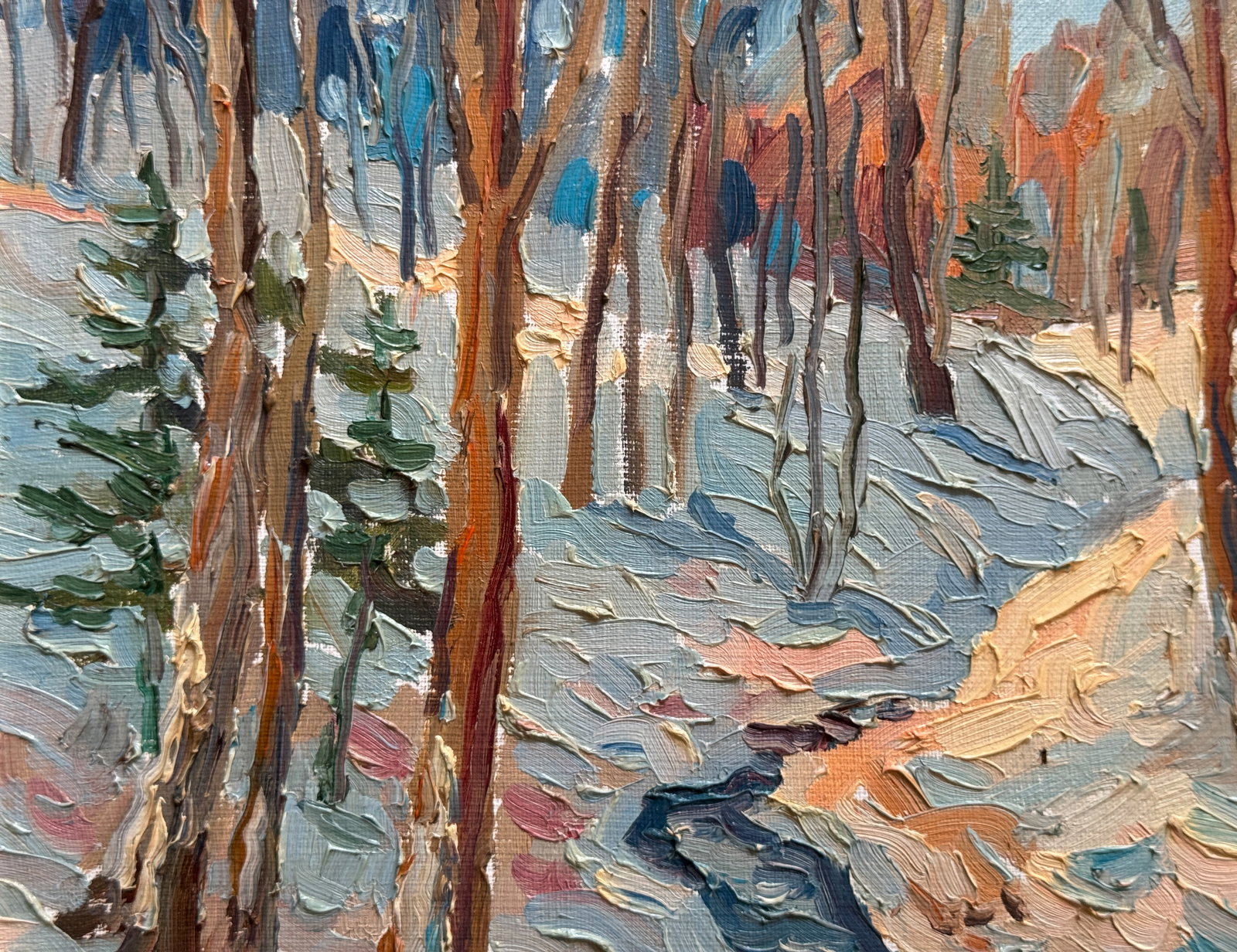 Oil painting with frame in the winter park K. Leonid - 7