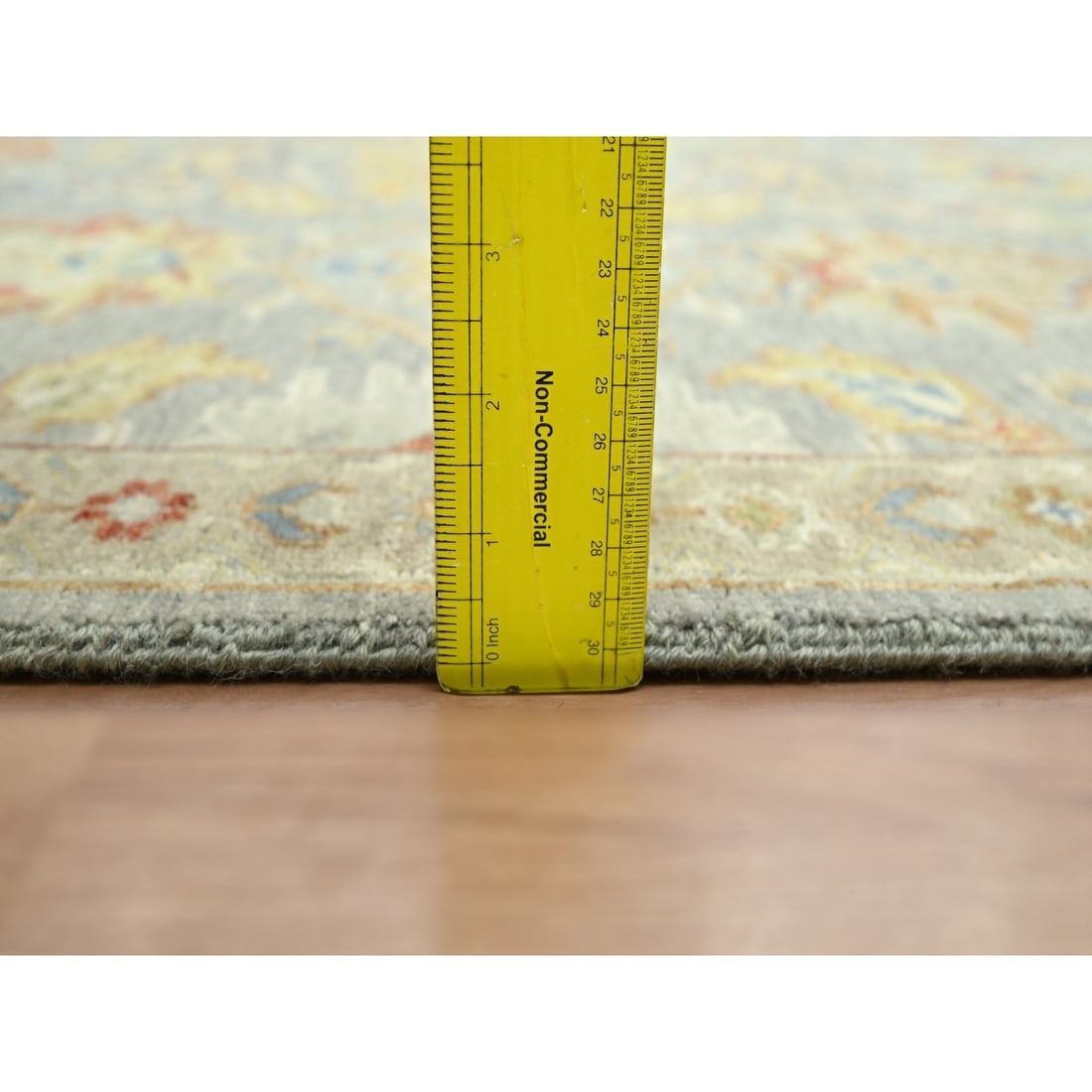 Flint Gray Agra with Ziegler Design Hand Knotted Pure Wool Rug - 10