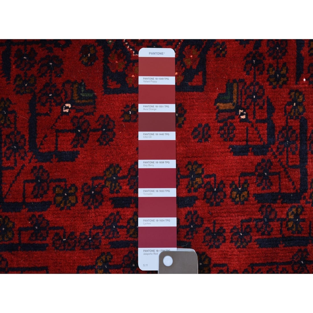 Deep and Saturated Red, Velvety Wool Hand Knotted Afghan Khamyab Rug - 3