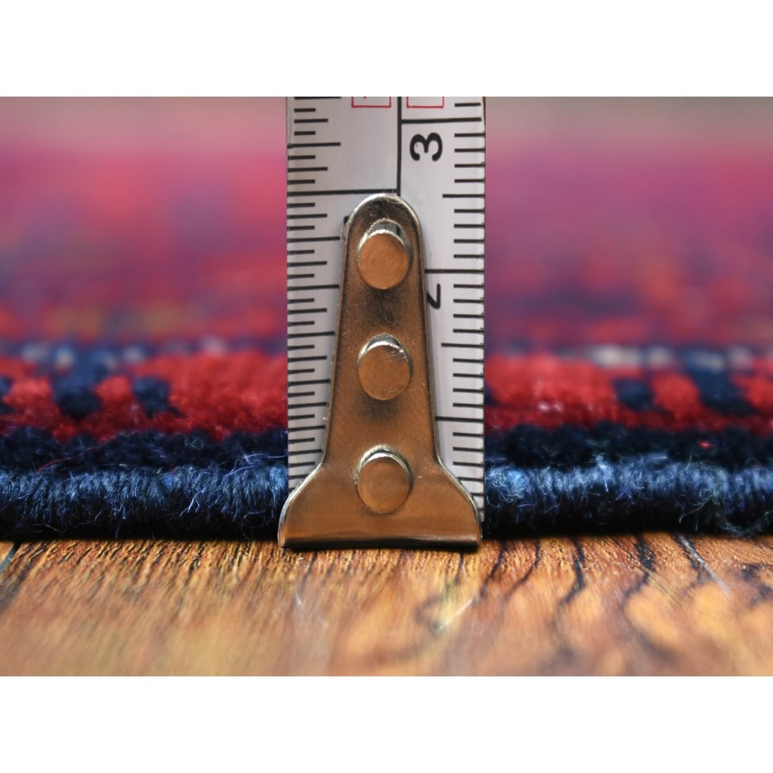 Deep and Saturated Red, Velvety Wool Hand Knotted Afghan Khamyab Rug - 5