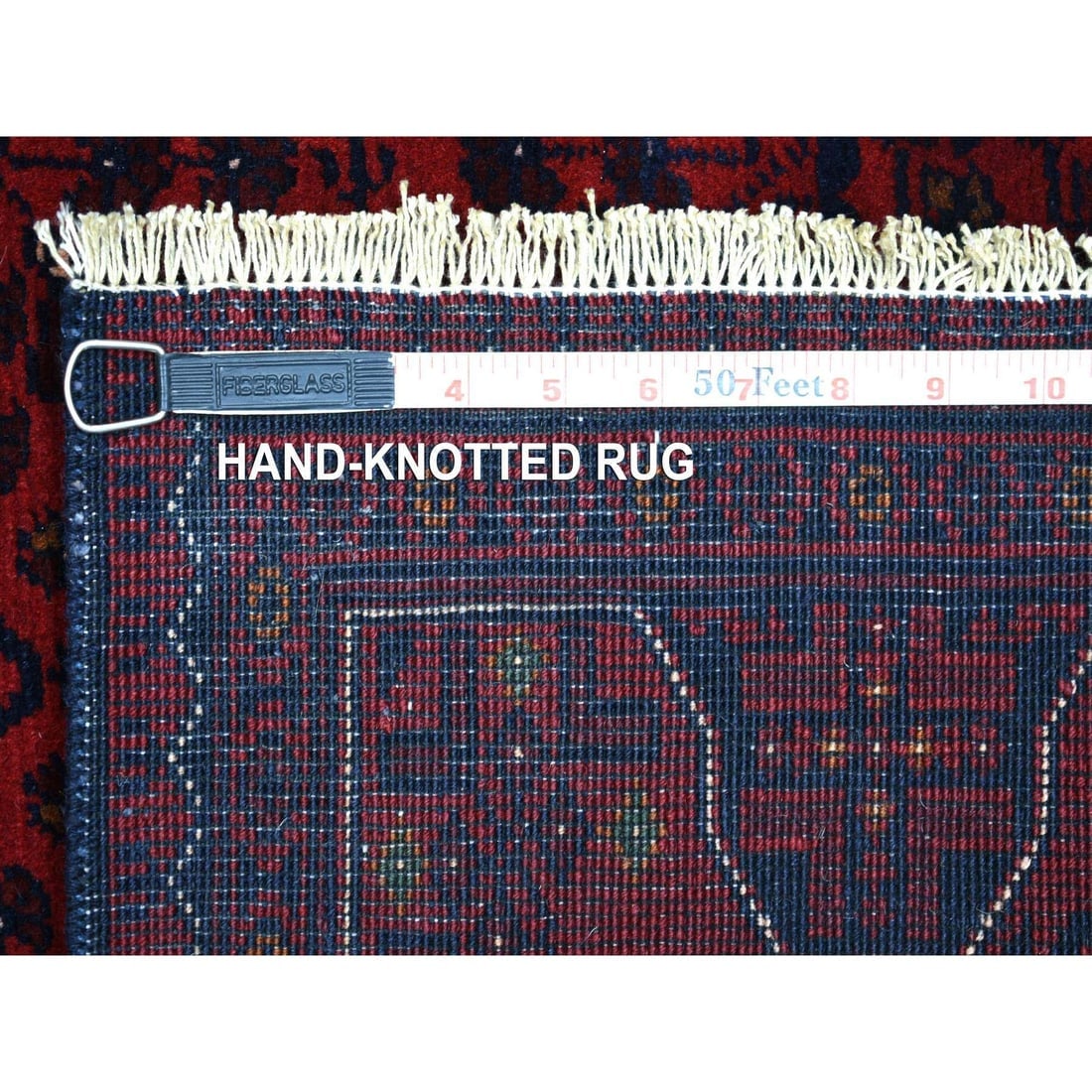 Deep and Saturated Red, Velvety Wool Hand Knotted Afghan Khamyab Rug - 6