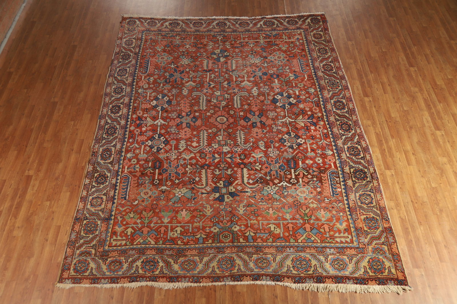 Pre-1900 Vegetable Dye Heriz Serapi Persian Area Rug 9x12 - 16