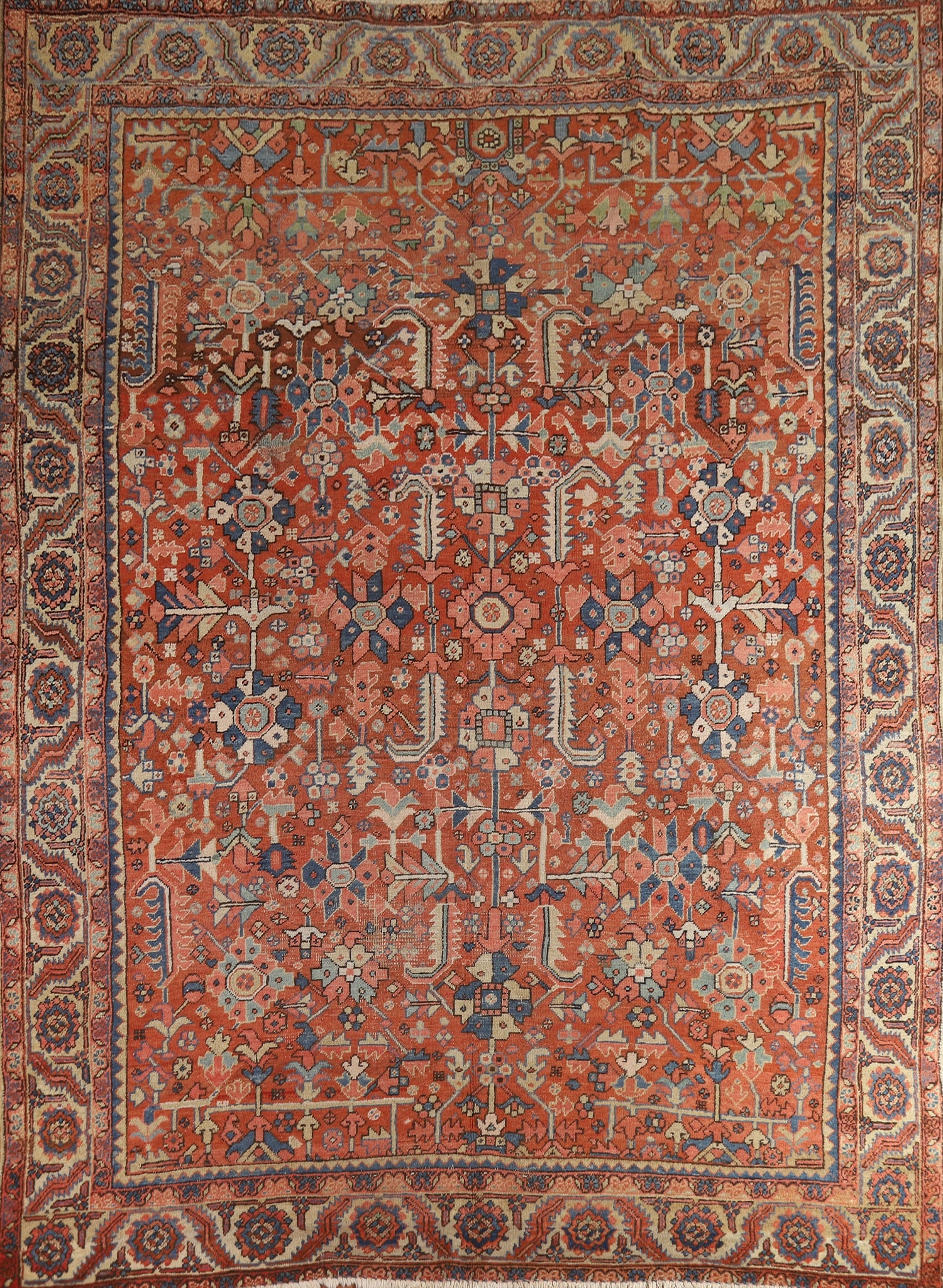 Pre-1900 Vegetable Dye Heriz Serapi Persian Area Rug 9x12: Title: Pre-1900 Vegetable Dye Heriz Serapi Persian Area Rug 9x12 Description:A Beautiful Genuine Iran ( Persia ) Heriz (serapi) rug is Hand Knotted by skillful weavers in Iran ( Persia )