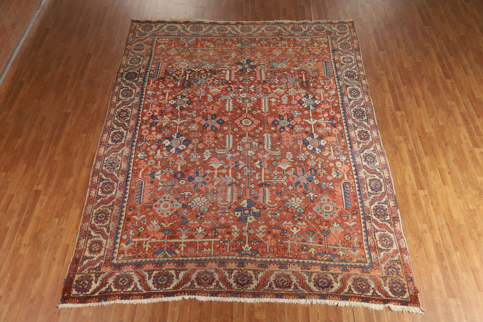 Pre-1900 Vegetable Dye Heriz Serapi Persian Area Rug 9x12 - 3