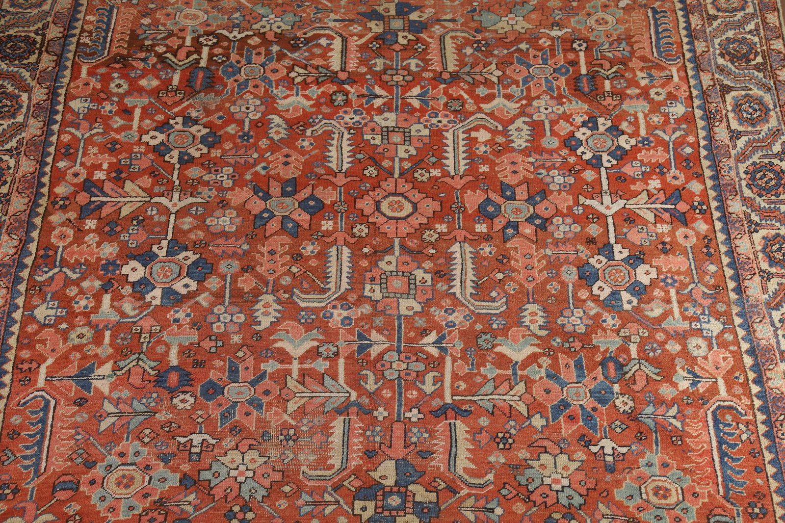 Pre-1900 Vegetable Dye Heriz Serapi Persian Area Rug 9x12 - 4