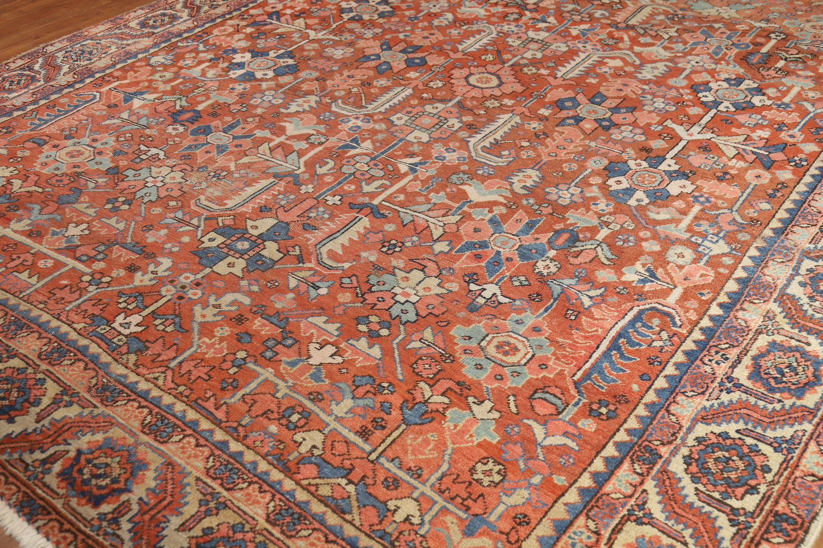 Pre-1900 Vegetable Dye Heriz Serapi Persian Area Rug 9x12 - 7