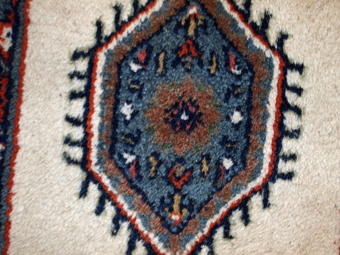 Handmade vintage Persian Hamadan rug 1.3' x 1.9' (41cm x 59cm) 1970s - 6