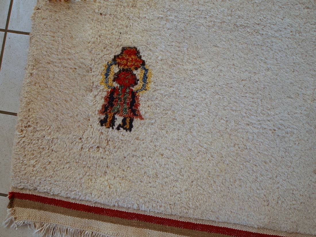 Handmade vintage Persian Gabbeh rug 4.6' x 7' ( 140cm x 215cm ) 1960 - 13