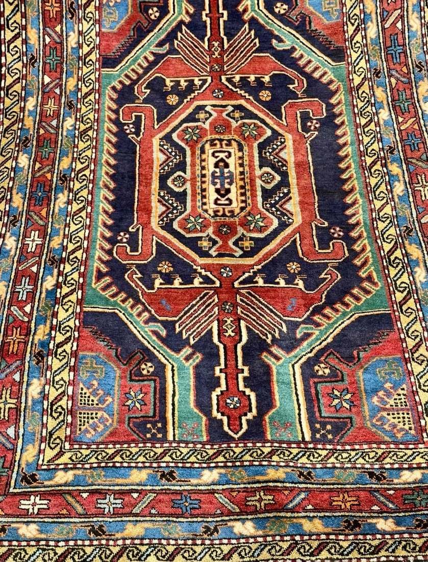 Persian Azarbaijan Hand-Knotted Wool Rug 4'7" x 7'2" Navy Tribal Oriental Rug - 4