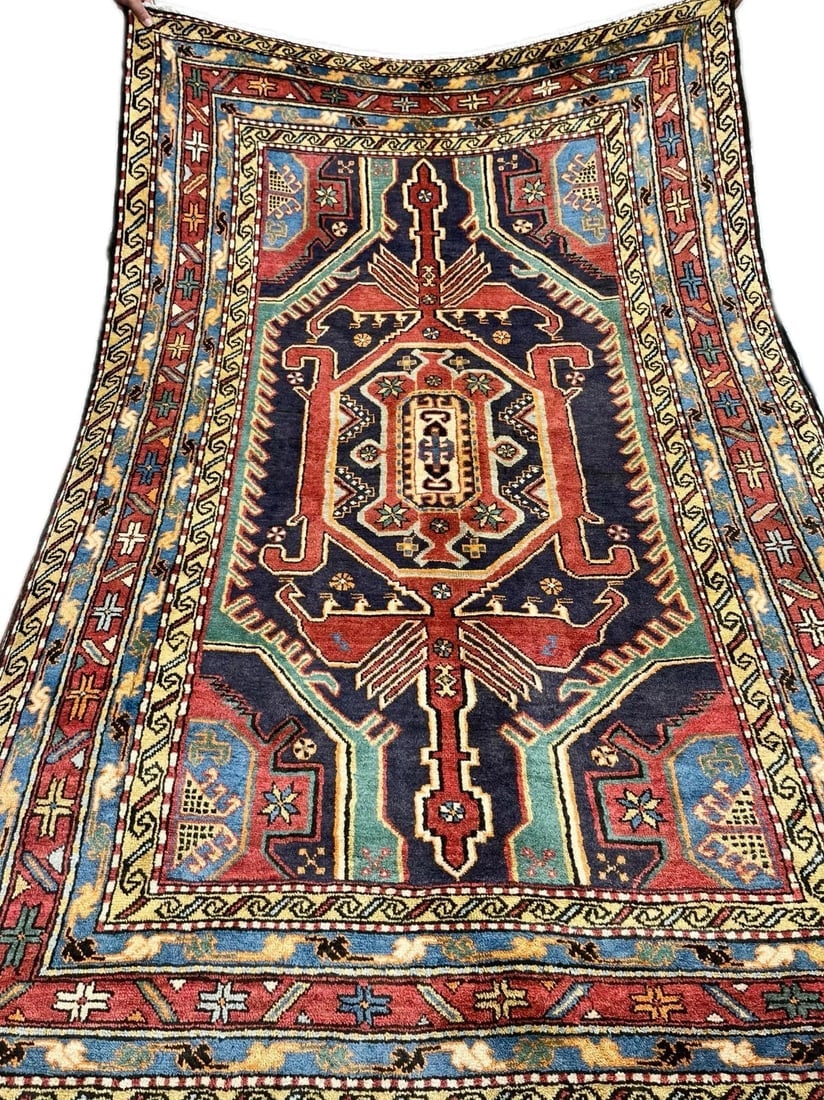 Persian Azarbaijan Hand-Knotted Wool Rug 4'7" x 7'2" Navy Tribal Oriental Rug - 7