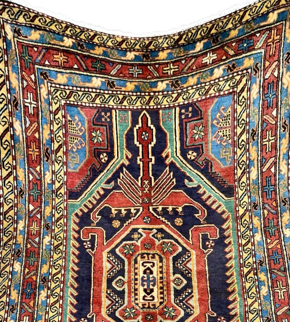 Persian Azarbaijan Hand-Knotted Wool Rug 4'7" x 7'2" Navy Tribal Oriental Rug - 8