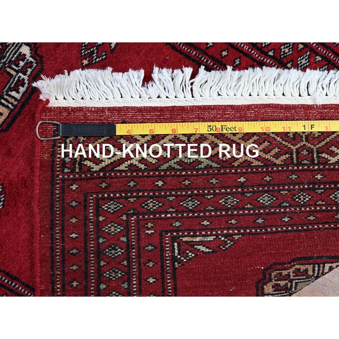 Red Princess Bokara with Medallions Hand Knotted Soft Wool Runner Rug - 7