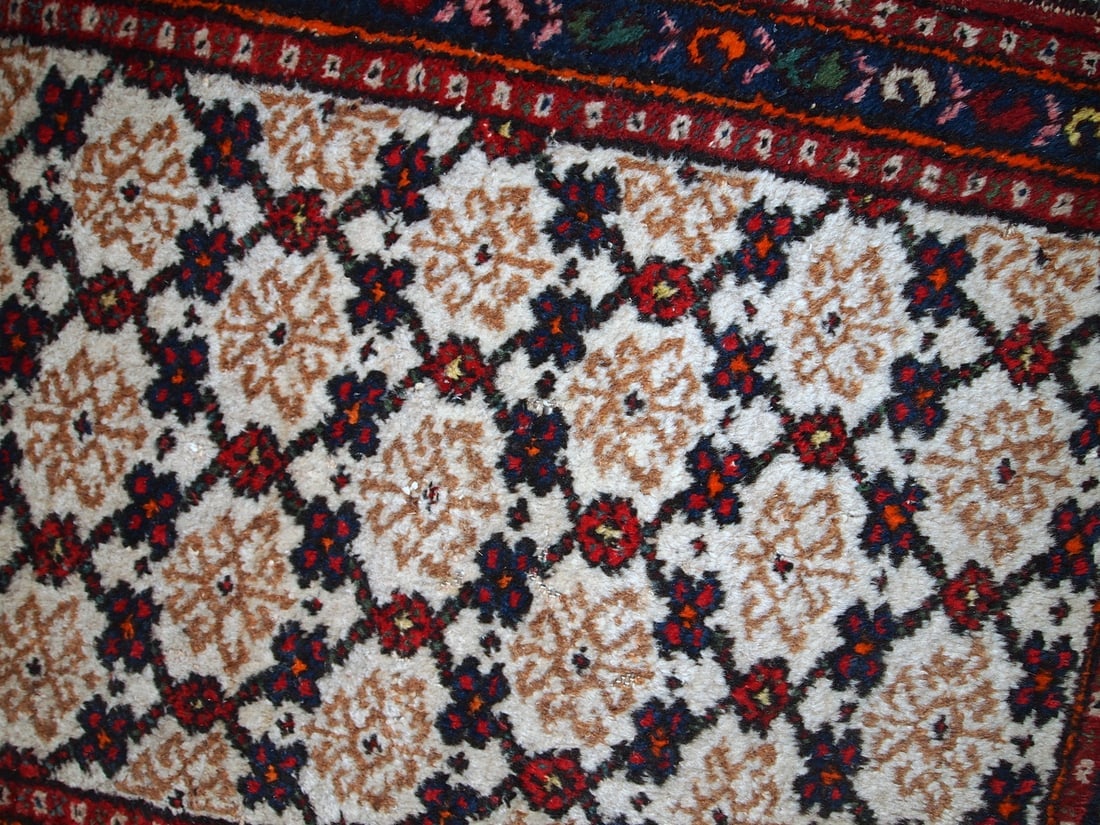 Handmade vintage Persian Hamadan runner 2.6' x 6.8' ( 80cm x 207cm ) 1960s - 4