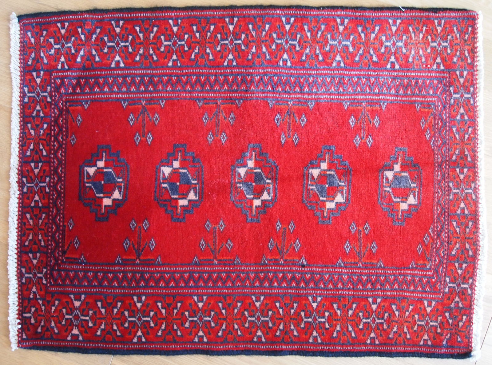 Hand made vintage Turkoman rug 1.9' x 2.6' ( 58cm x 79cm ) 1970 - 2