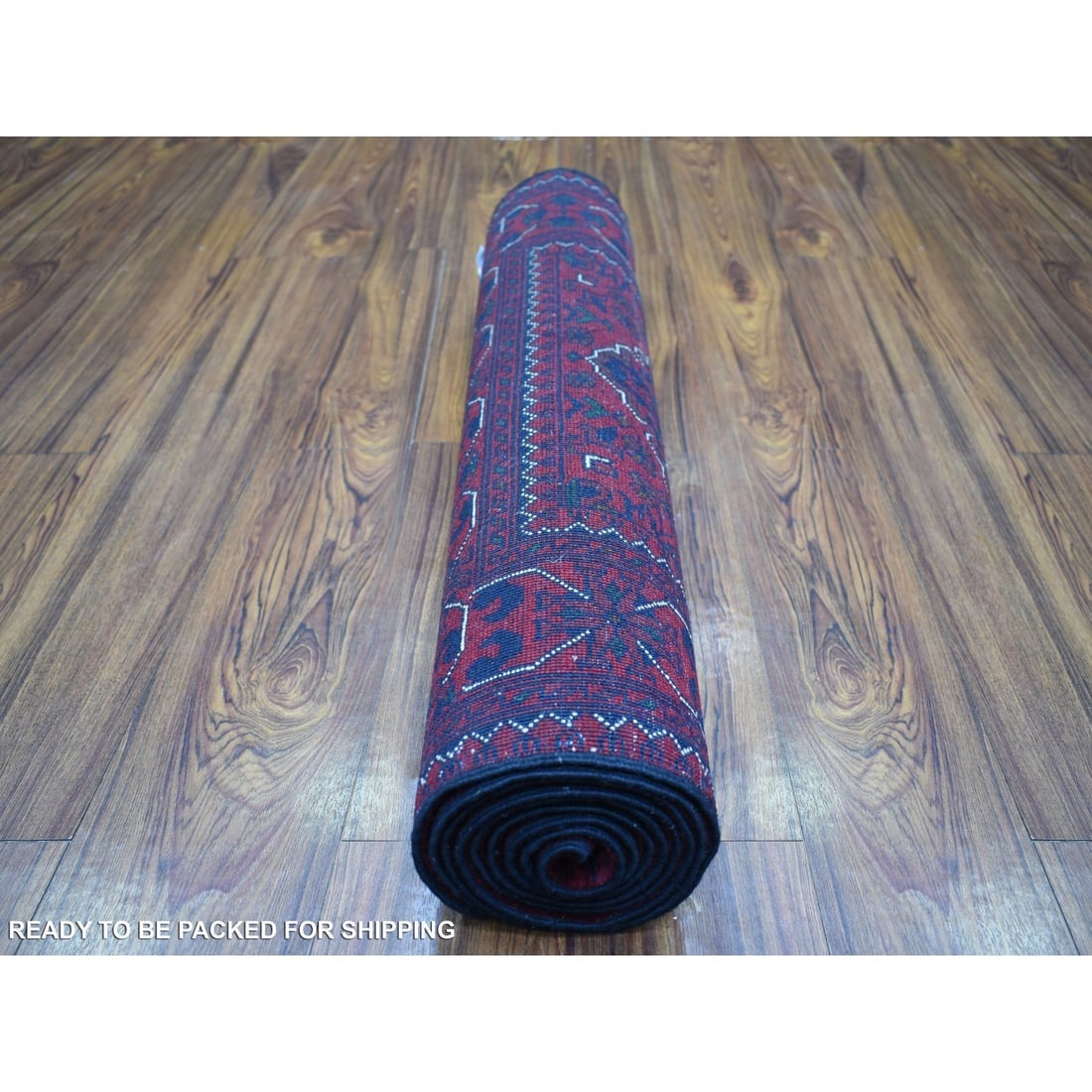Red Tribal Design Hand Knotted Afghan Khamyab Wool Runner Oriental Rug - 4