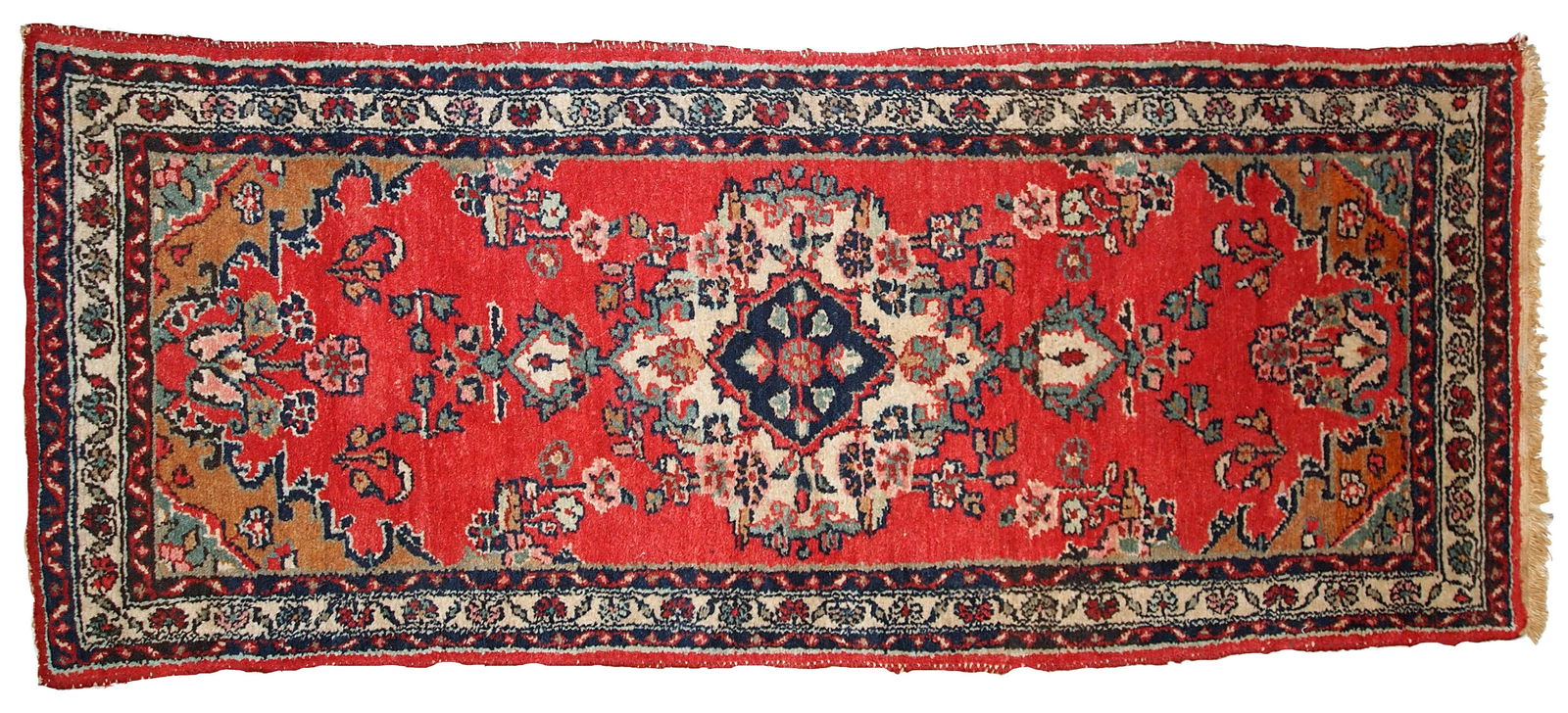 Handmade vintage Persian Hamadan runner 2.6' x 6.3' (81cm x 194cm) 1960s - 2