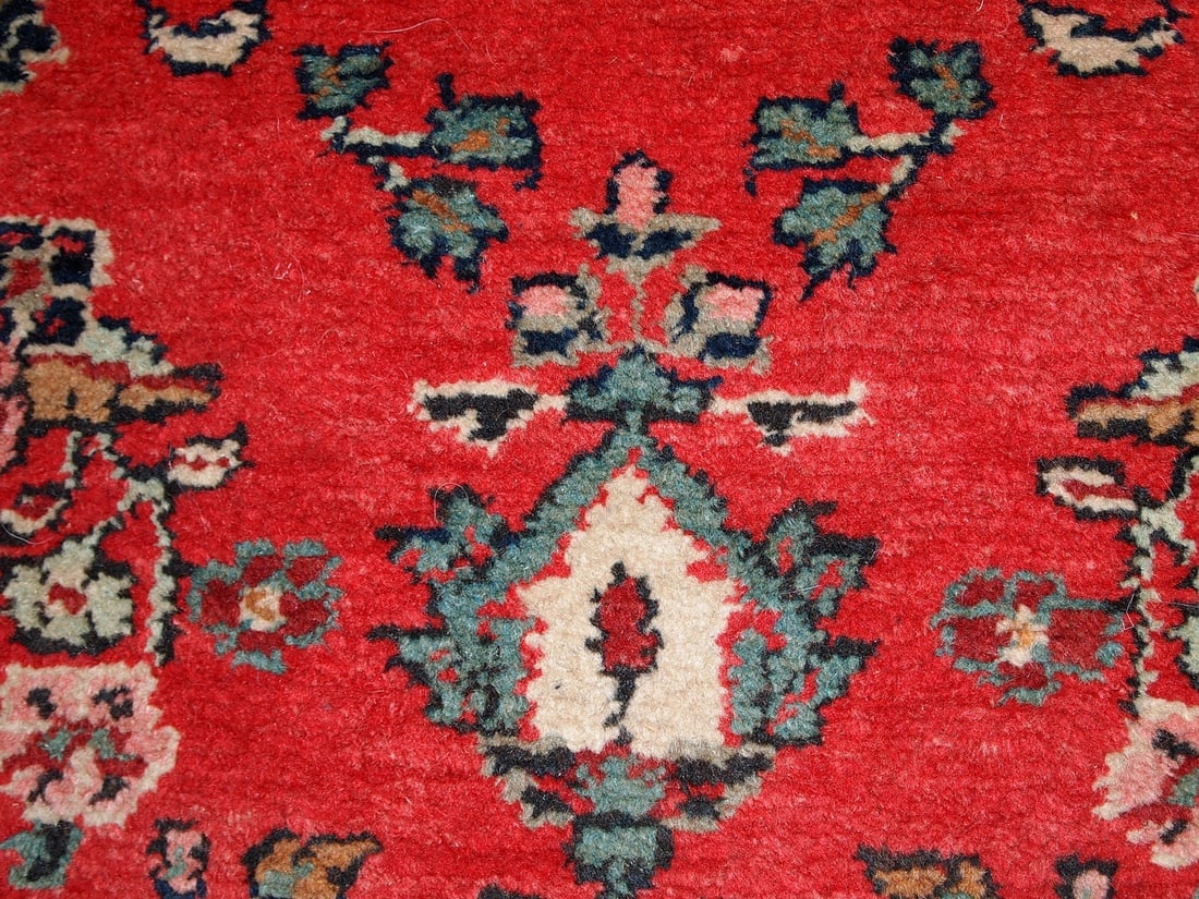 Handmade vintage Persian Hamadan runner 2.6' x 6.3' (81cm x 194cm) 1960s - 3