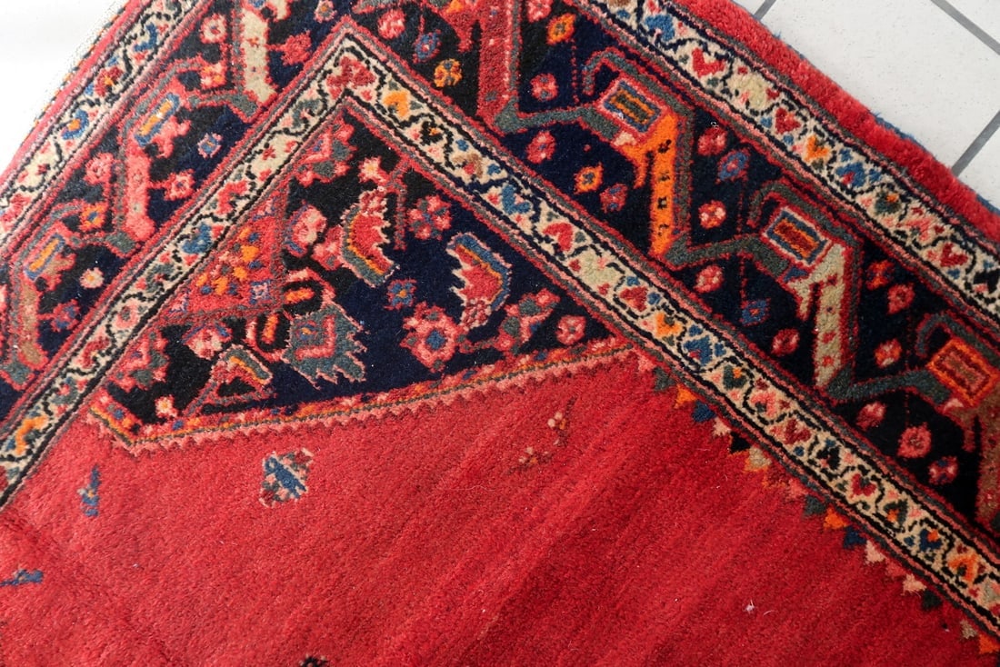 Handmade Vintage Persian Hamadan Rug 4.5' x 6.9' (136cm x 210cm), 1960s - 10