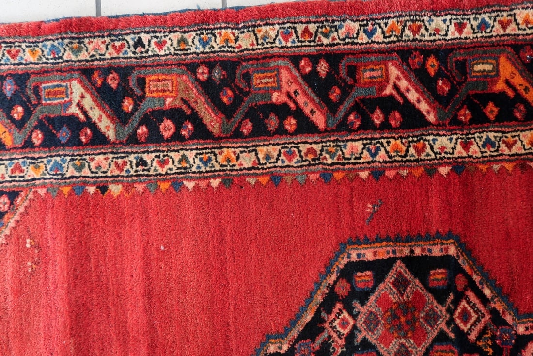 Handmade Vintage Persian Hamadan Rug 4.5' x 6.9' (136cm x 210cm), 1960s - 11