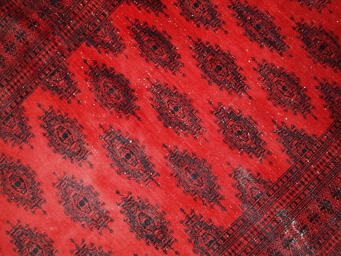 Handmade vintage Afghan Ersari rug 4' x 5.8' (122cm x 179cm) 1970s - 3